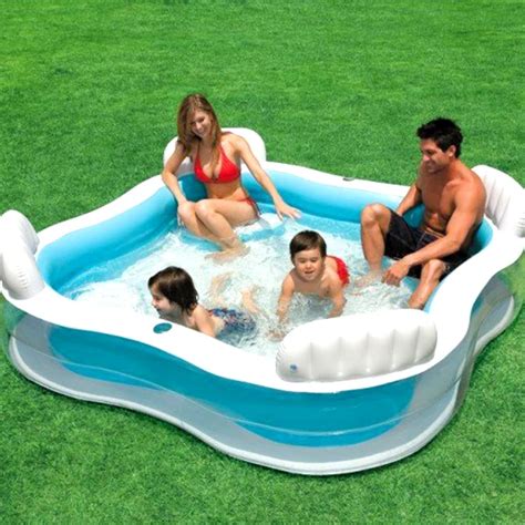 Large Size Family Square Inflatable Swimming Water Pool With Seats ...