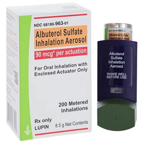 Albuterol Sulfate Inhaler Aerosol 90mcg Bronchitis Relief 200 Metered ...