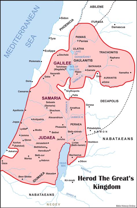 Map of Herod's Kingdom in the New Testament | Bible history, Map, Bible ...