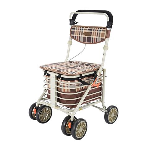 Buy Heavy Duty Shopping Cart with Seat, 4 Wheels Medical Walking Aids ...