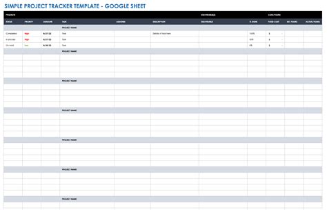 Google Sheets Project Tracker Template