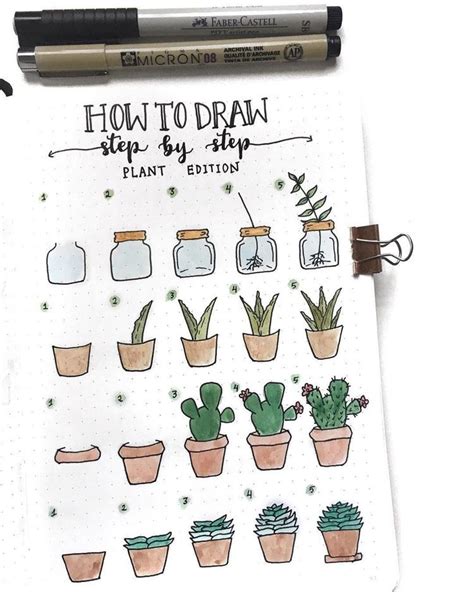 Including hand-drawn cacti and succulents in your bullet journal is ...