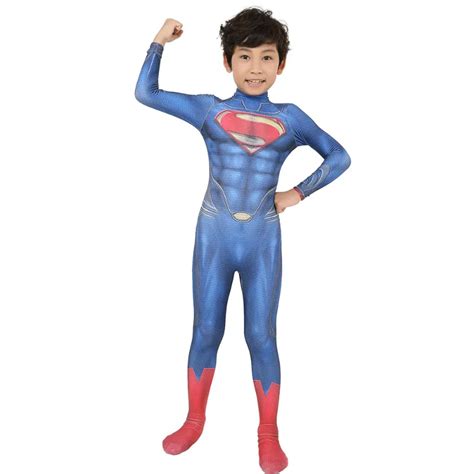 Kids Superman Cosplay Costumes One Piece Tights Suit Superman Spandex ...