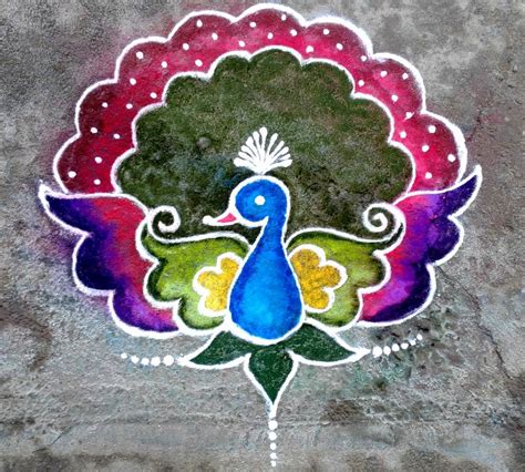 Best Peacock rangoli designs with colours - Fashion Beauty Mehndi ...