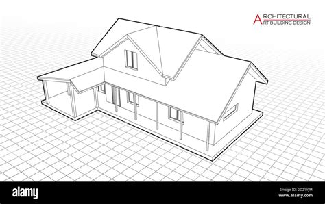 Modern house building vector. Architectural drawings 3d illustration ...