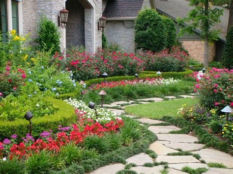 boxwood hedge, mondo grass, flagstone, roses, ligustrum, roses ...