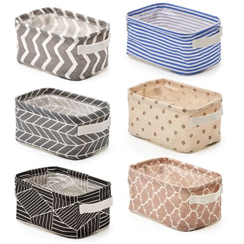 EZOWare 6 Pcs Small Collapsible Fabric Storage Bins Organizer Baskets ...