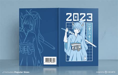 Anime Samurai Girl Book Cover Design Vector Download