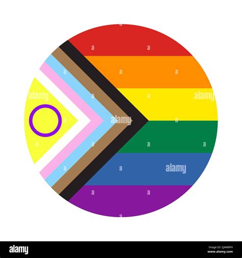 Circle Rainbow icon with new Progress Pride Flag. Symbol of LGBT ...