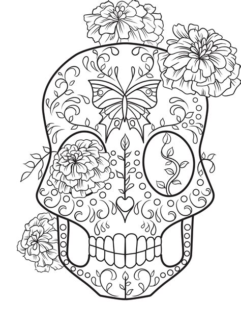 Sugar Skull Coloring Page - Coloring Home