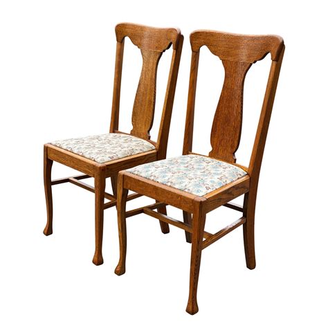 Antique Farmhouse Quartersawn Oak T Back Dining Chairs - a Pair ...