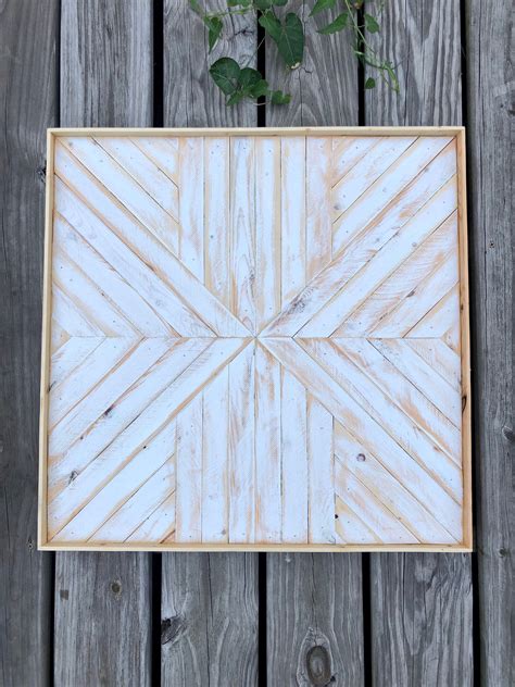 Elegant White Wood Mosaic Wall Art - Geometric Design