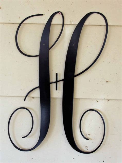 22 Inch Black Script Metal Letter h Door or Wall - Etsy | Metal letters ...