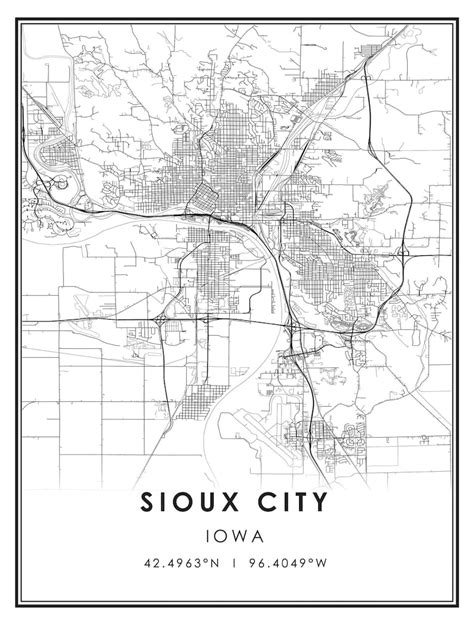 Sioux City map print poster canvas Sioux City Iowa US city | Etsy