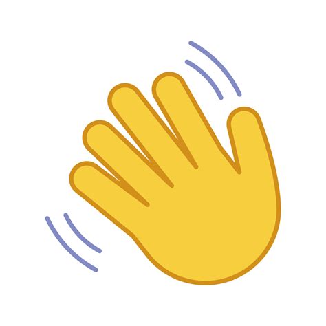 Waving hand gesture emoji color icon. Hello, hi, bye, goodbye hand ...