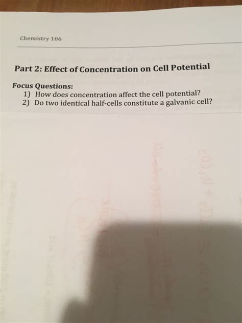 Solved How does concentration affect the cell potential? Do | Chegg.com