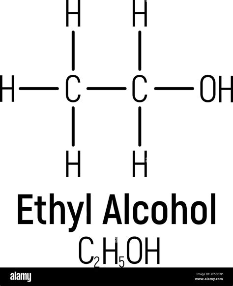 Ethyl spirit alcohol concept chemical formula icon label, text font ...