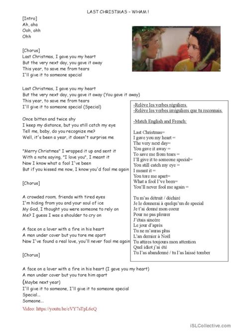 Last Christmas - Wham! song and nurs…: English ESL worksheets pdf & doc