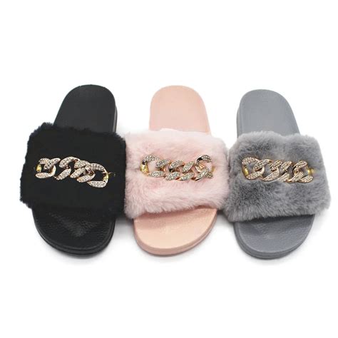 Fashion Winter Autumn Women Slippers Faux Fur Female House Slide Plush ...