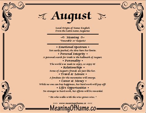 August - Meaning of Name