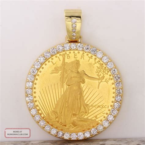 1991 1 Oz Gold American Eagle Bu (mcmxci) & 3. 30ct Diamond Coin ...