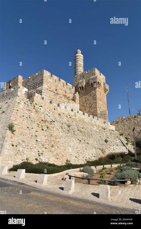 Western wall of the Old City of Jerusalem. A 16th century fortress wall ...