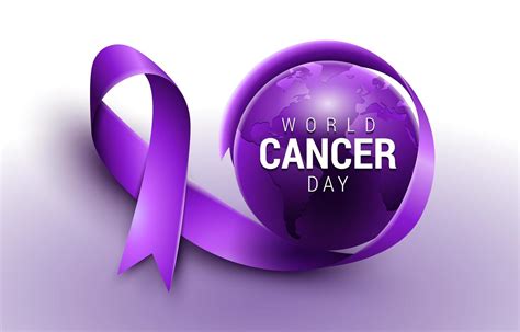 World Cancer Day Purple Awareness Ribbon Concept 1849643 Vector Art at ...