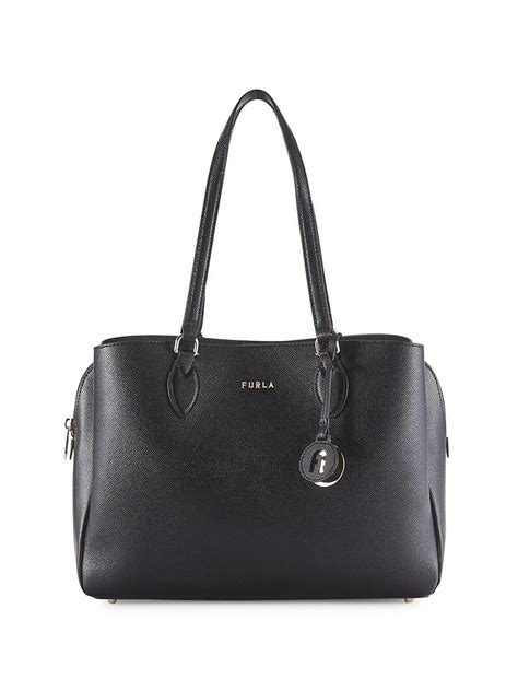 Furla Minerva Leather Tote in Black | Lyst