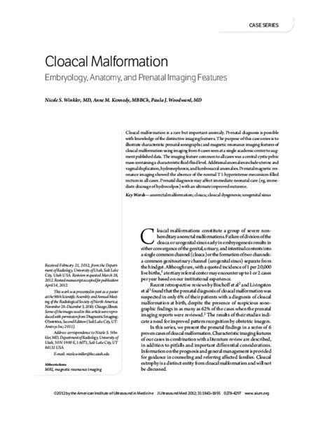 (PDF) Cloacal malformation: embryology, anatomy, and prenatal imaging ...