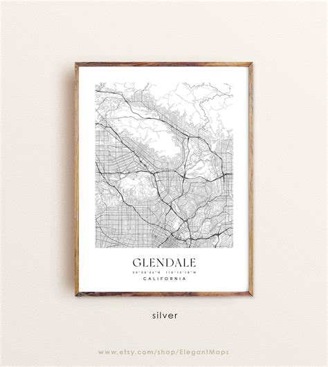 Glendale California Map Glendale CA Map Glendale City Print - Etsy