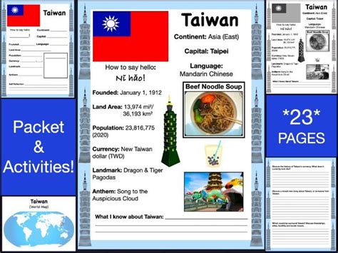 TAIWAN History & Geography, Travel The World Worksheet | Teaching Resources