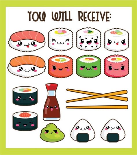 Kawaii Clip Art Kawaii Sushi Clip Art Kawaii Sushi Clipart - Etsy ...