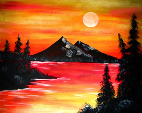 mountain sunset painting step by step - Renna Whiteside