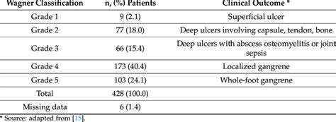 Distribution of patients regarding Wagner classification. | Download ...