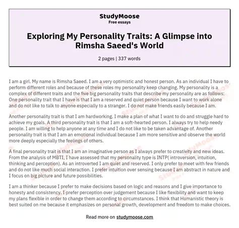 Exploring My Personality Traits: A Glimpse into Rimsha Saeed's World ...