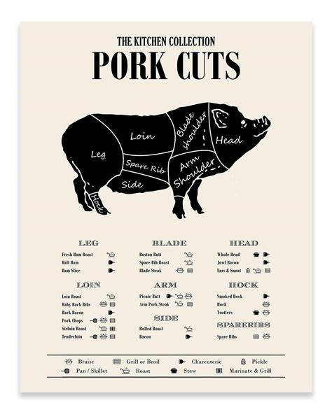 Buy Pork Cuts Poster Prints - er Guide Wall Decor - (11 inches x 14 ...