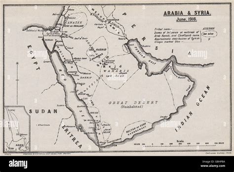 ARAB REVOLT 1916:tribal & chieftain names.Turkish troop positions.WW1 ...