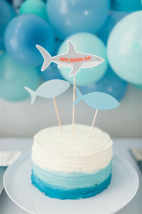 Printable Cake Topper Shark Birthday Party | Etsy