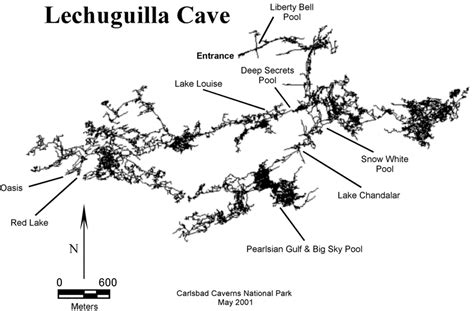 Plan view map of Lechuguilla Cave and study sites. Map by Stan Allison ...