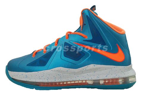 Nike Lebron X 10 GS Blue Turquoise Orange Youth Kids Basketball Shoes ...