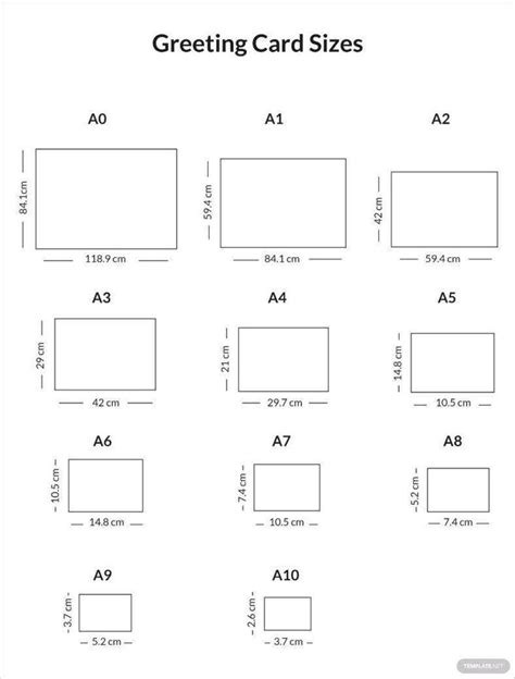 the printable worksheet for greeting card sizes