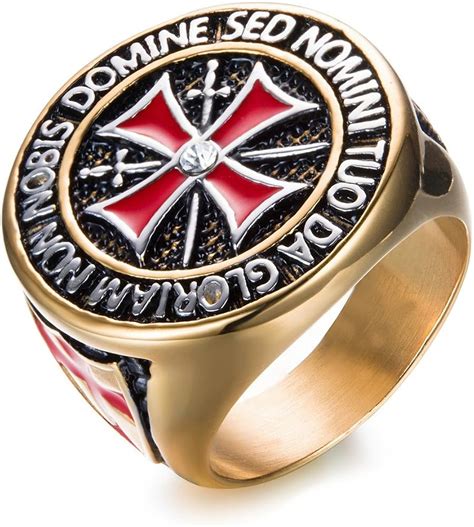 Large Knight Templar Ring Gold color Masonic Stainless Steel Ring for ...