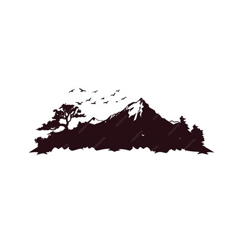 Premium Vector | Mountain landscape silhouette isolated on white ...