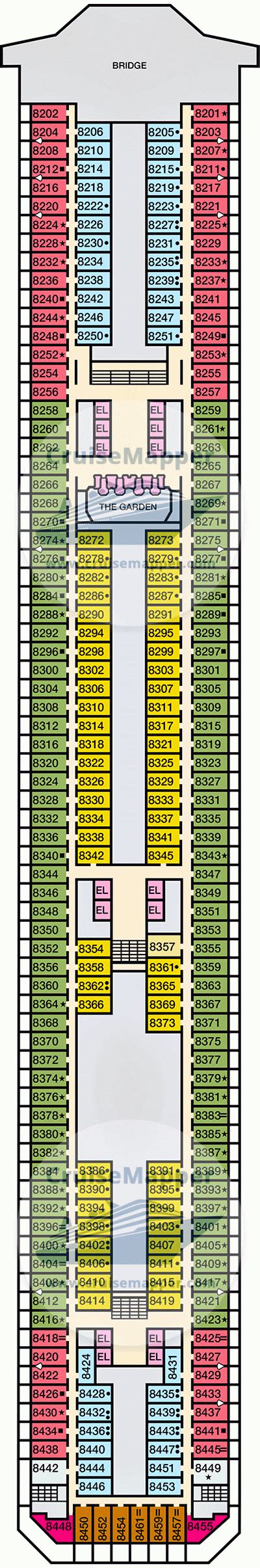 Carnival Valor deck 8 plan | CruiseMapper