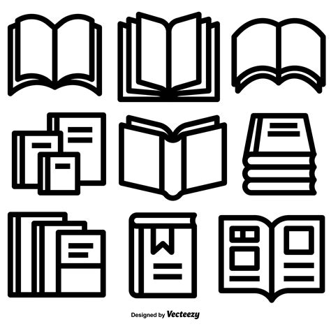 Vector Line Style Book Icons Set 167631 Vector Art at Vecteezy