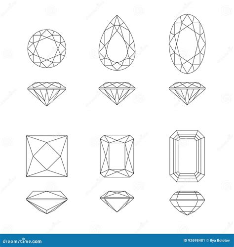 Diamond and Gemstone Shapes. Stock Vector - Illustration of beauty ...