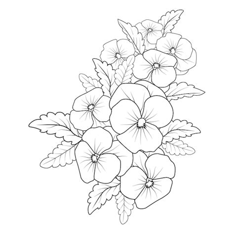 Premium Vector | Black and white pansy drawing pansy flower tattoo ...