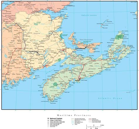 Maritime Provinces map in Adobe Illustrator vector format