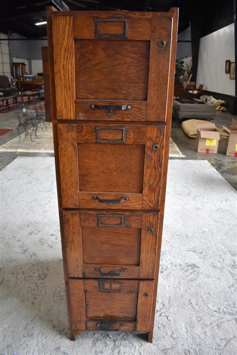 Lot - Antique Oak Four Drawer File Cabinet