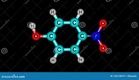 4-Nitrophenol Molecular Structure Isolated on Black Stock Illustration ...